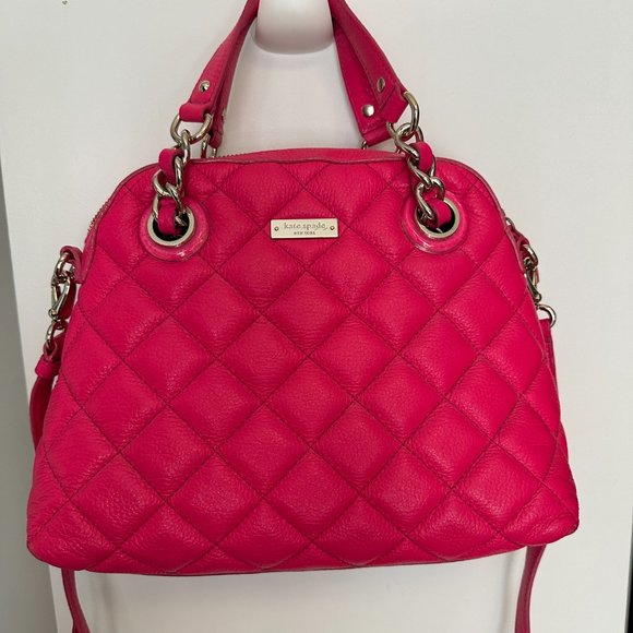 kate spade quilted purse with removable crossbody strap in hot pink, gold coast - Picture 3 of 9
